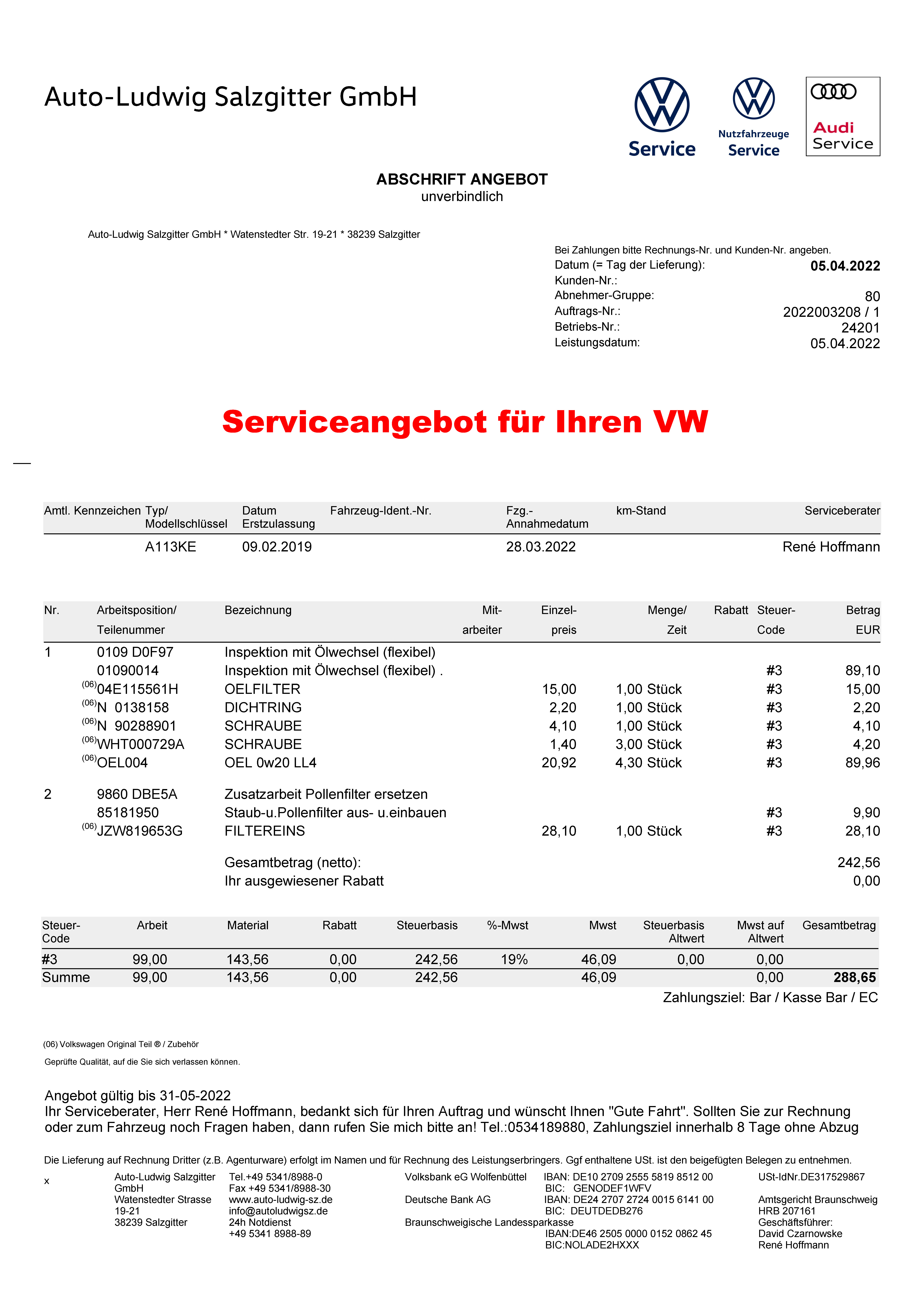 Angebot VW 1 Seite 1