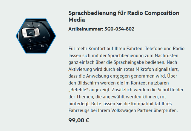 Sprachbedienung Radio Composition Media VW Auto Ludwig Salzgitter